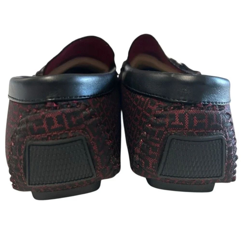 Royal Shoes Mens  Loafer Moccasin Driving Burgundy Black Geo Casual Size 12